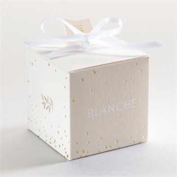 Boîte de dragées baptême initiales d'or - Dos de la boîte