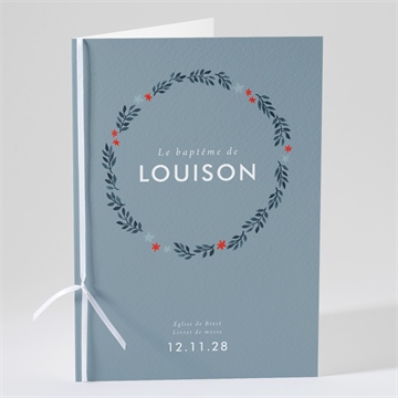 Livret de messe baptême fleurs en gravure
