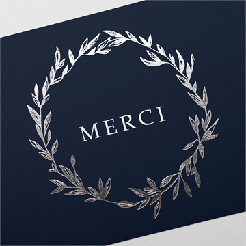 Remerciement mariage bleu minéral - Détail de la carte