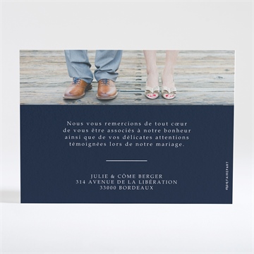 Remerciement mariage bleu minéral - Dos de la carte