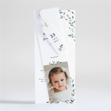 Faire-part de baptême décoration végétale