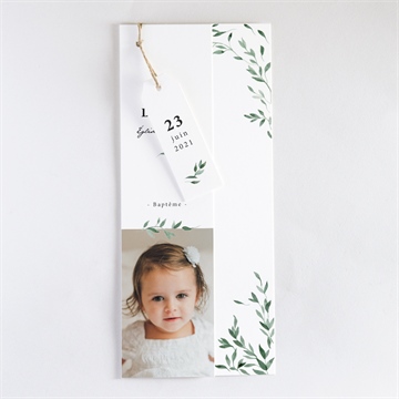 Faire-part de baptême décoration végétale - Faire-part assemblé