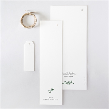 Faire-part de baptême décoration végétale - Dos du faire-part