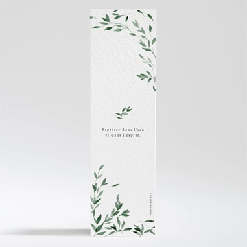 Signet baptême décoration végétale - Dos du signet