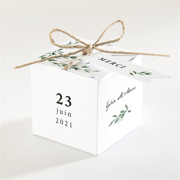 Boîte de dragées baptême décoration végétale
