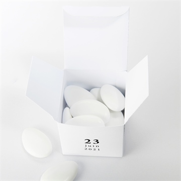 Boîte de dragées baptême décoration végétale - Intérieur de la boîte