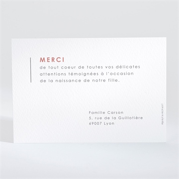 Remerciement naissance cadre chic - Dos de la carte