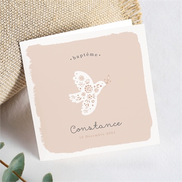 Faire-part de baptême profil de colombe sticker