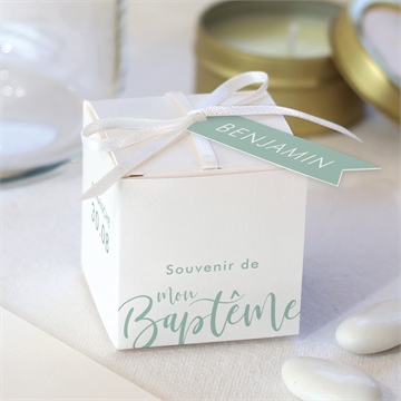 Boîte de dragées baptême jeu de mots