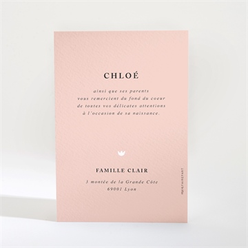 Remerciement naissance belle histoire - Dos de la carte