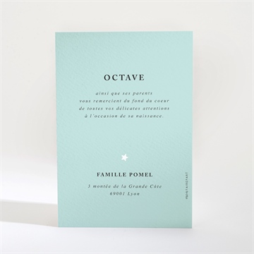 Remerciement naissance douce superposition - Dos de la carte