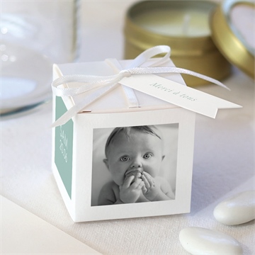 Boîte de dragées baptême sceau chic