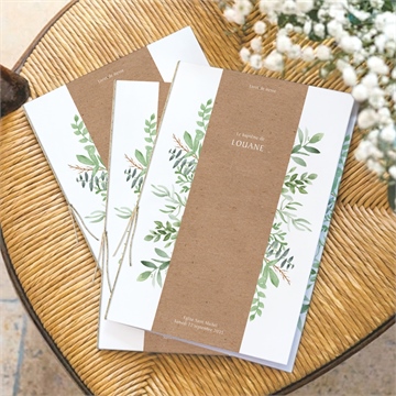 Livret de messe baptême kraft végétal