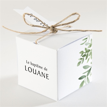 Boîte de dragées baptême kraft végétal - Dos de la boîte