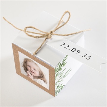 Boîte de dragées baptême kraft végétal - Dessus de la boîte