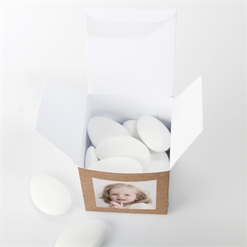 Boîte de dragées baptême kraft végétal - Intérieur de la boîte