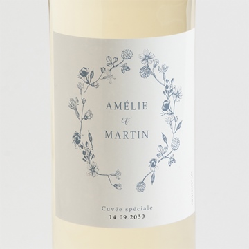 Etiquette de bouteille mariage composition végétale