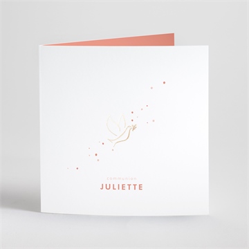 Faire-part communion colombe dorée