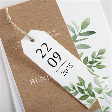 Faire-part naissance kraft et végétation - Détail du faire-part