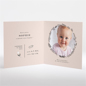 Faire-part naissance couronne pastel - Intérieur du faire-part