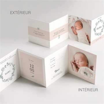 Faire-part naissance couronne et poudre - Vue d'ensemble