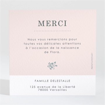 Remerciement naissance couronne et poudre - Dos de la carte