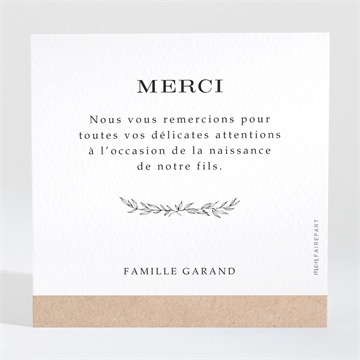 Remerciement naissance simplicité - Dos de la carte
