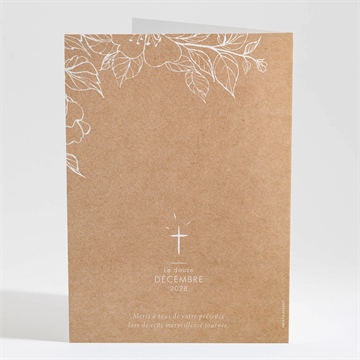 Livret de messe baptême gravure sur kraft - Dos du livret