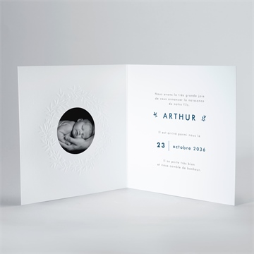 Faire-part naissance couronne en relief - Intérieur du faire-part