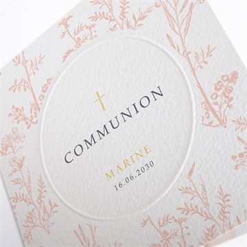 Faire-part communion gravures végétales - Détail du faire-part