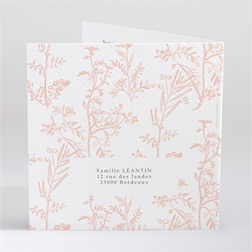 Faire-part communion gravures végétales - Dos du faire-part