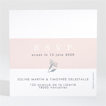 Carton réponse mariage guirlande de fleurs - Dos du carton