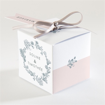 Boîte de dragées mariage guirlande de fleurs - Dos de la boîte