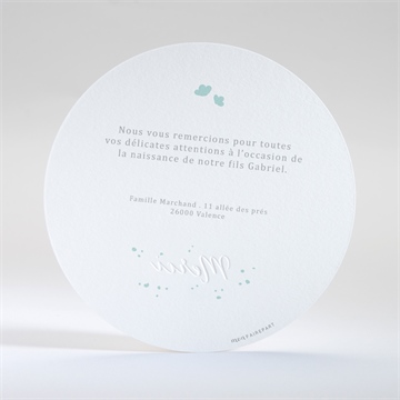 Remerciement naissance couronne gaufrage pour garçon - Dos de la carte