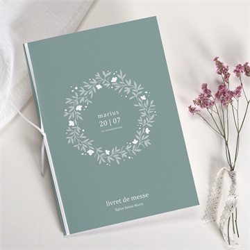 Livret de messe communion gaufrage émeraude