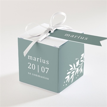 Boîte de dragées communion gaufrage émeraude