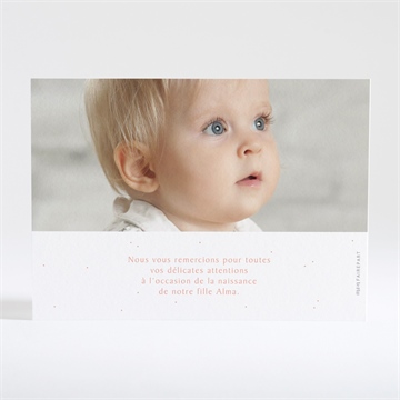 Remerciement naissance tout en un naissance fille - Dos de la carte