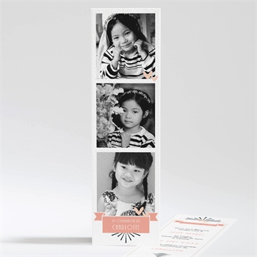 Faire-part communion invitation photomaton magnet