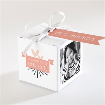 Boîte de dragées communion invitation photomaton magnet