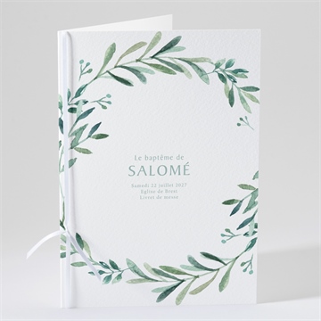 Livret de messe baptême feuilles et or