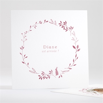 Faire-part naissance rose végétal