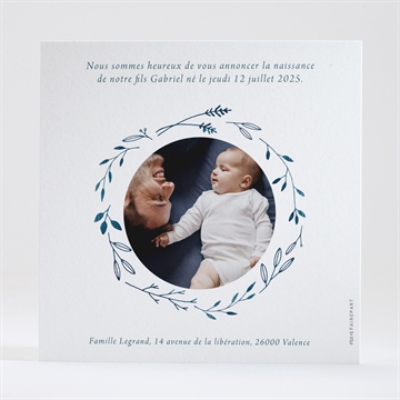 Faire-part naissance fleurs en farandole - Dos de la carte