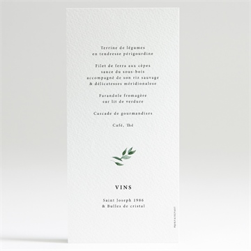 Menu communion belle simplicité - Dos du menu