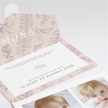 Faire-part naissance gravure élégante photo - Intérieur du faire-part