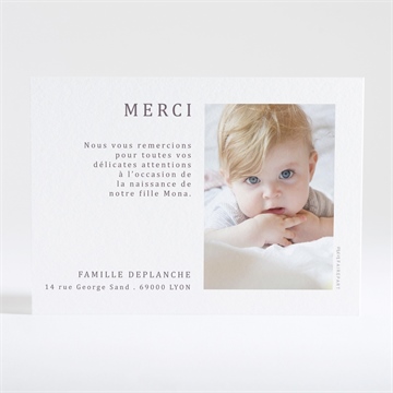 Remerciement naissance gravure élégante photo - Dos de la carte