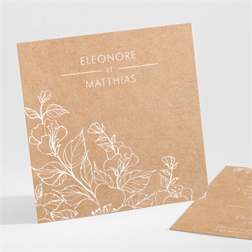 Carton d'invitation mariage gravure élégante