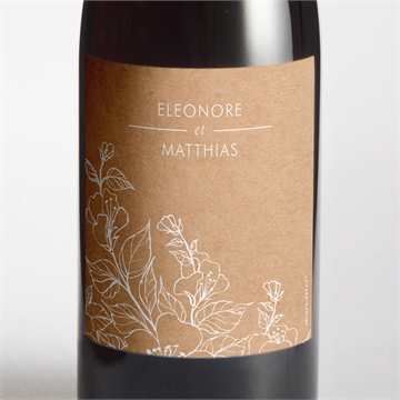 Etiquette de bouteille mariage gravure élégante