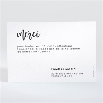Remerciement naissance hello - Dos de la carte