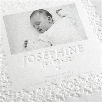 Faire-part naissance douceur en papier - Détail du faire-part