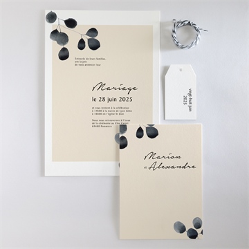 Faire-part mariage contraste - Vue d'ensemble recto